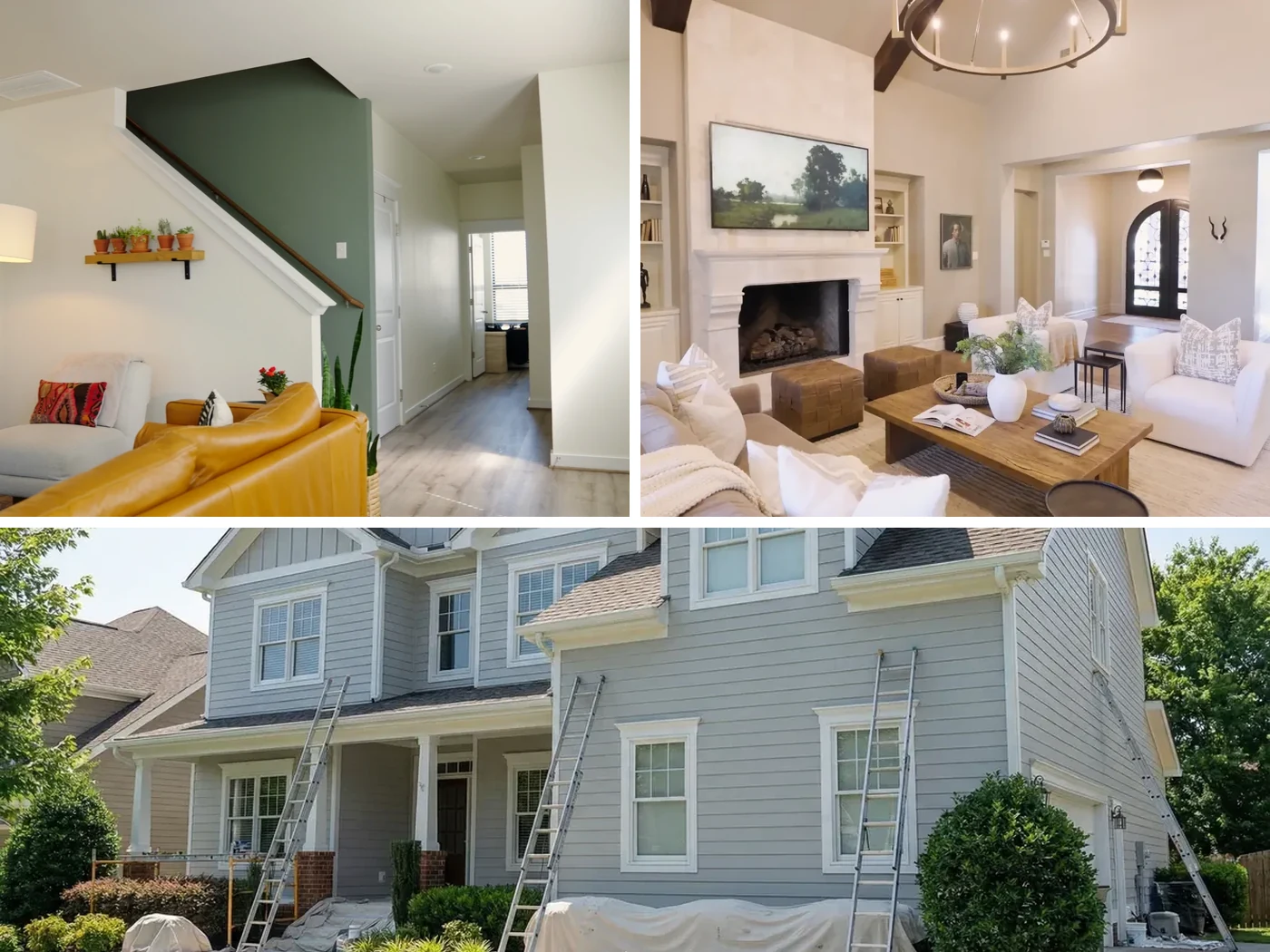 Interior rooms and an exterior house painted by Urban Fresh Services