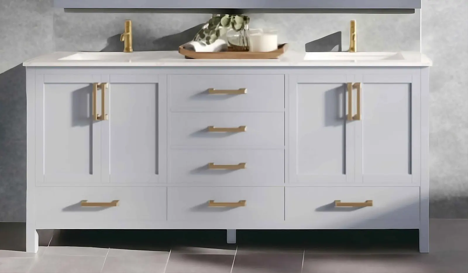 White shaker bathroom vanity